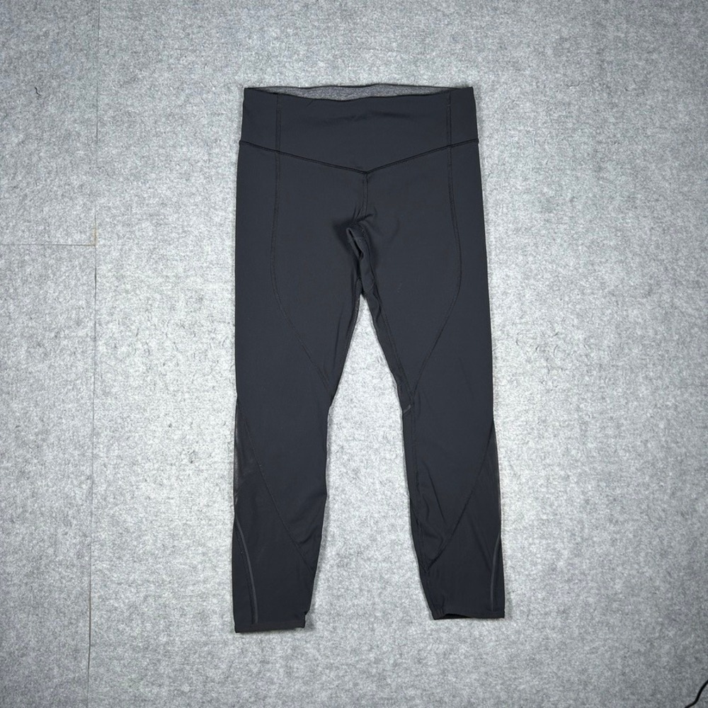 Lululemon leggings women size 6 Black Tight Stuff Tight II mesh yoga gym workout